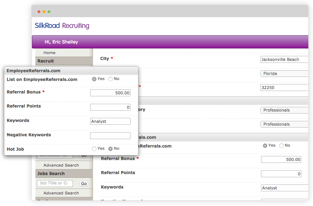 silkroad dashboard with employee referrals integration